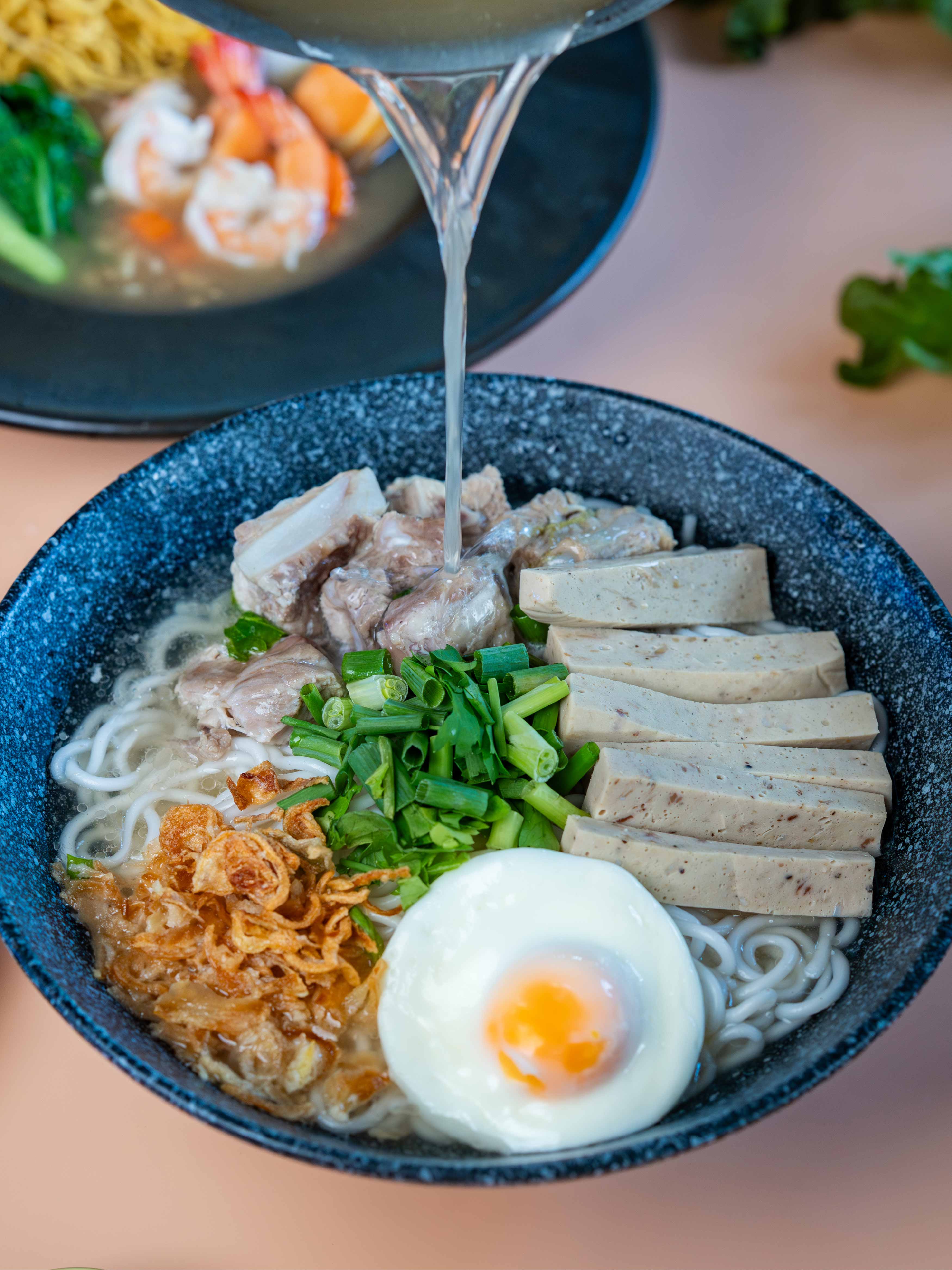 Savor three irresistible noodle bowls—rich, comforting, and full of bold flavors in every bite, made for noodle lovers: Guay Jab Yuan, Rad Nar Mee Krob Talay, and Sen Mee Gai Cheek.